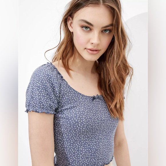 AE Puff Sleeve Tee in Indigo - Picture 2 of 7